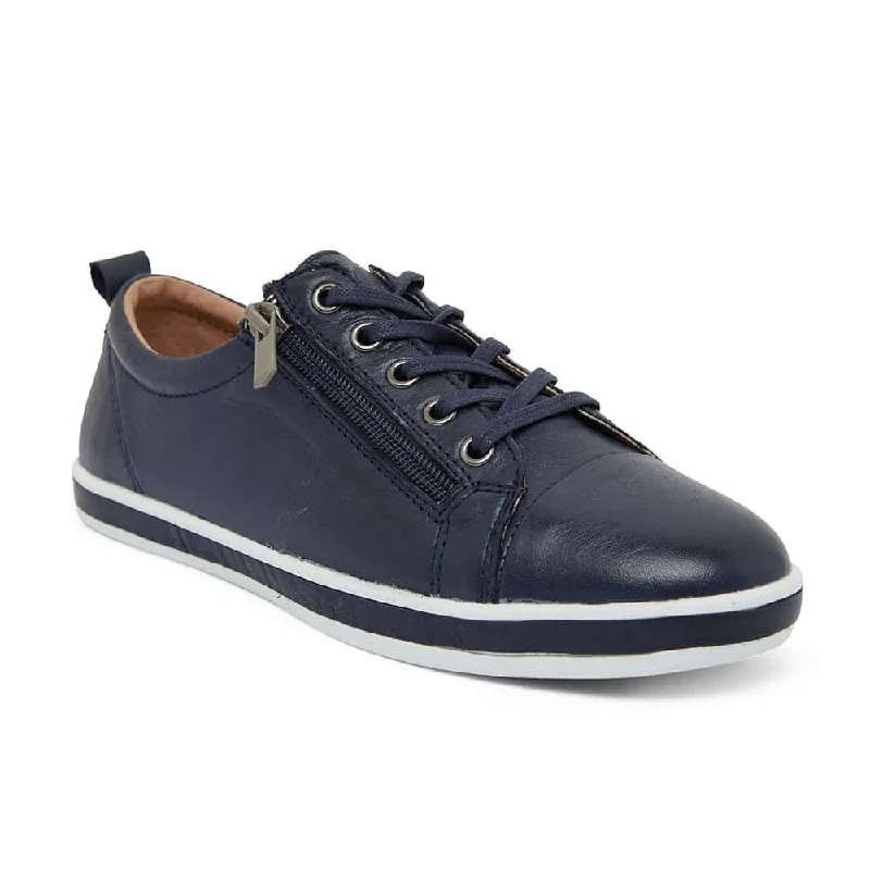 Whisper Sneaker in Navy Leather