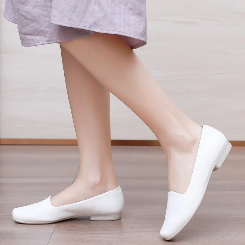 ""Graceful Comfort with White Ballet Flat Shoes"" (250.132)